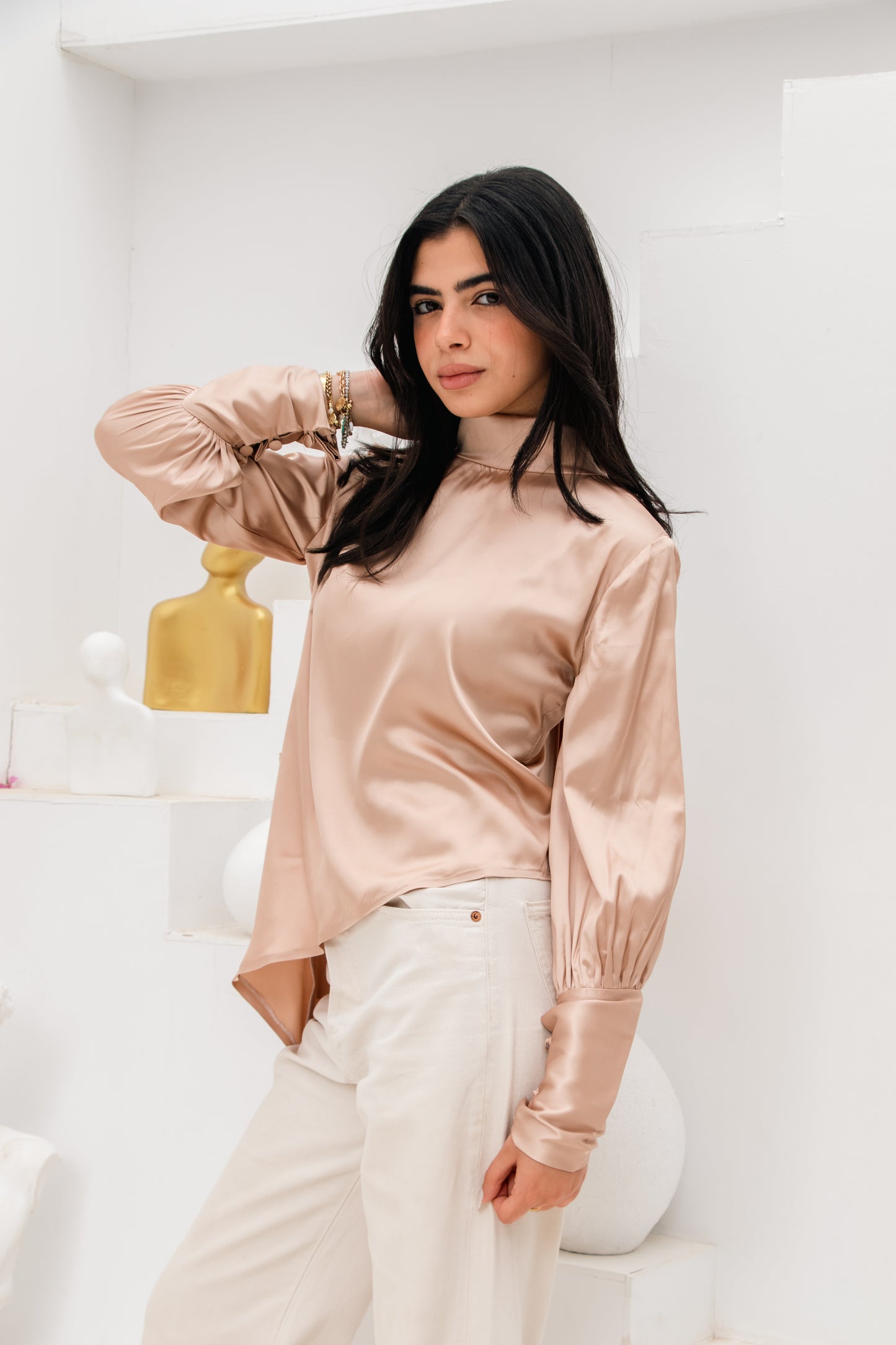 Champagne Satin blouse