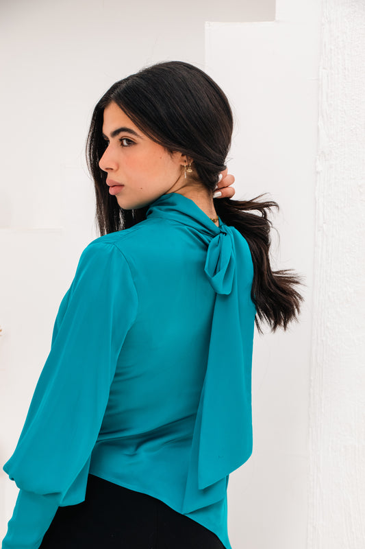 Aqua Satin blouse