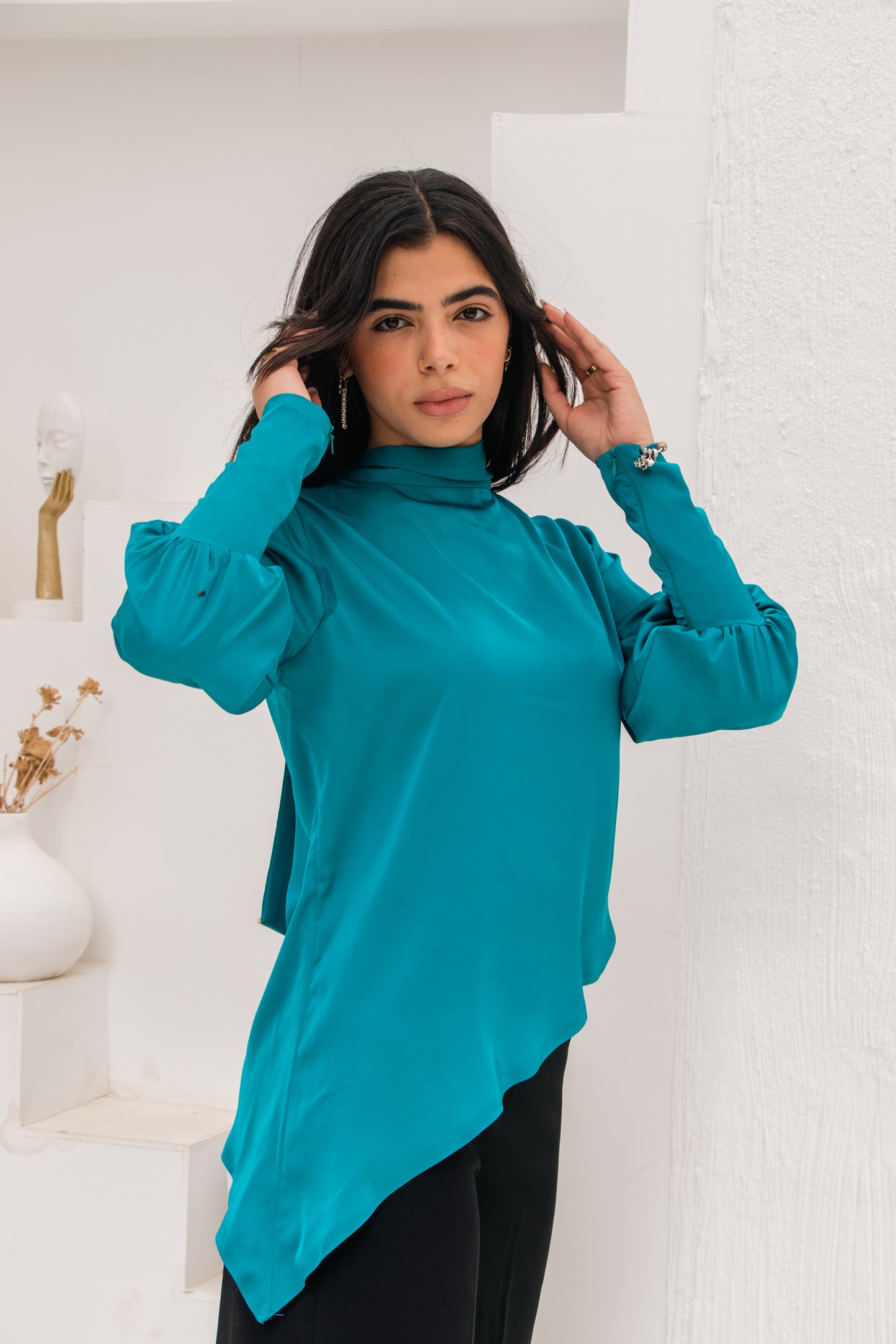 Aqua Satin blouse